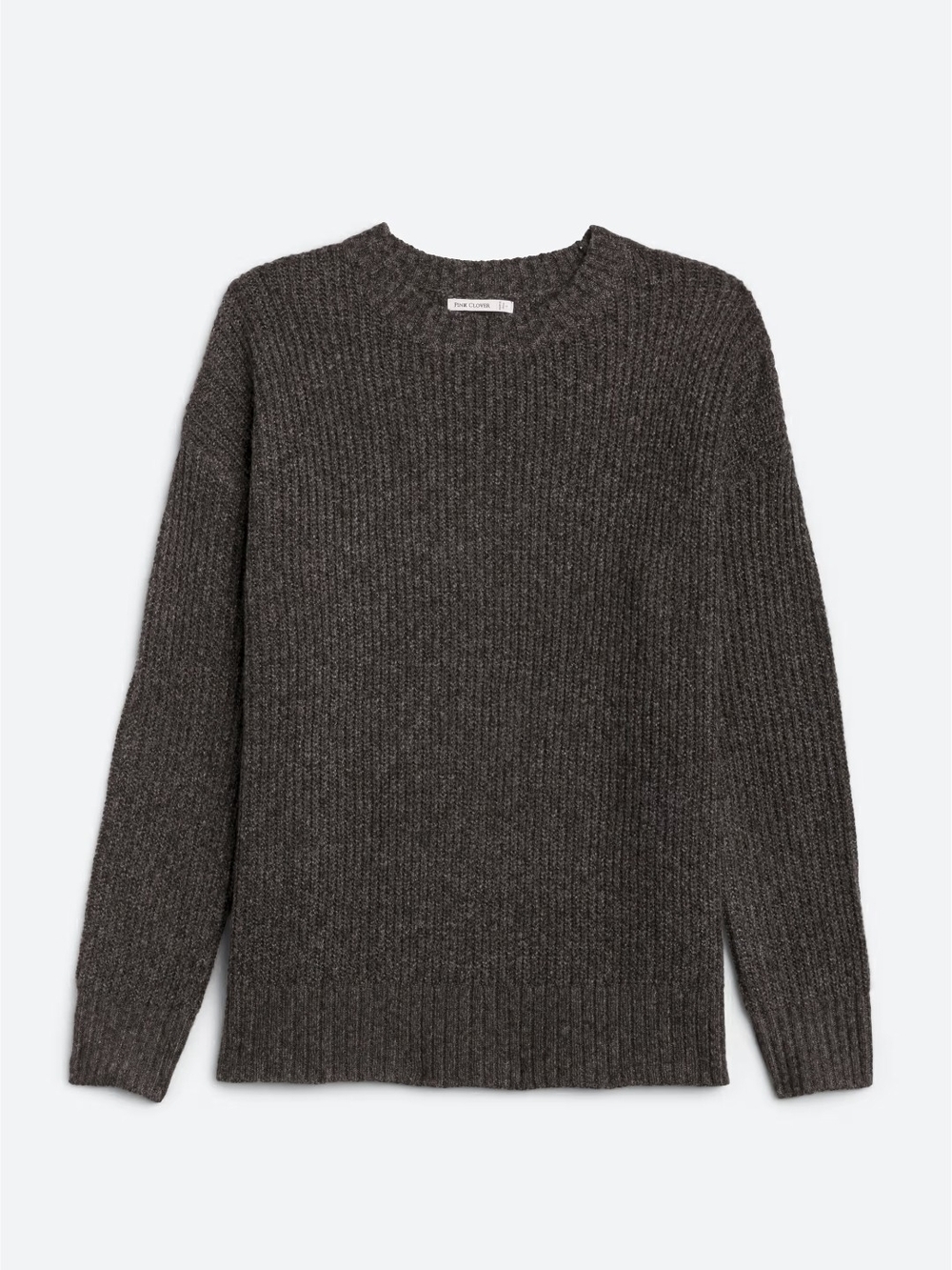 Pink Clover Charcoal Ribbed Crewneck Sweater